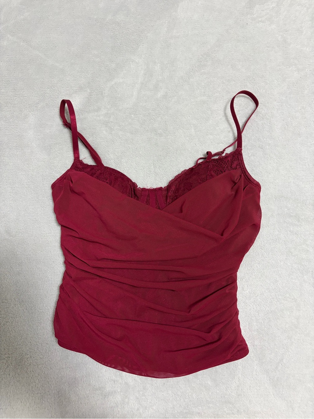 Garage Wine Lace-Trim Spaghetti Strap Cami